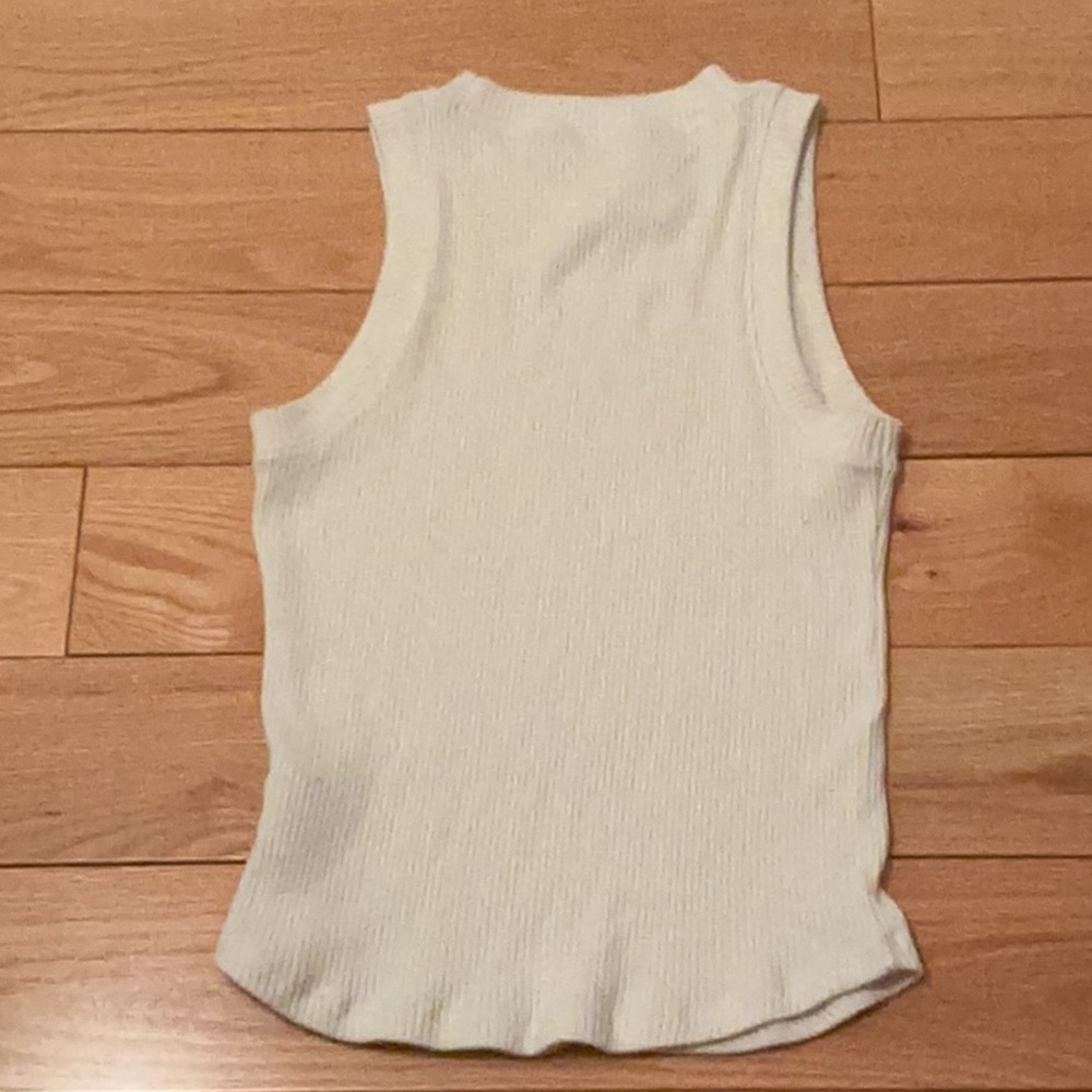 American Eagle Outfitters Cream Ribbed Tank Top - Picture 3 of 3